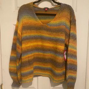 Vince Camuto Women's V-Neck Long Sleeve Striped Sweater